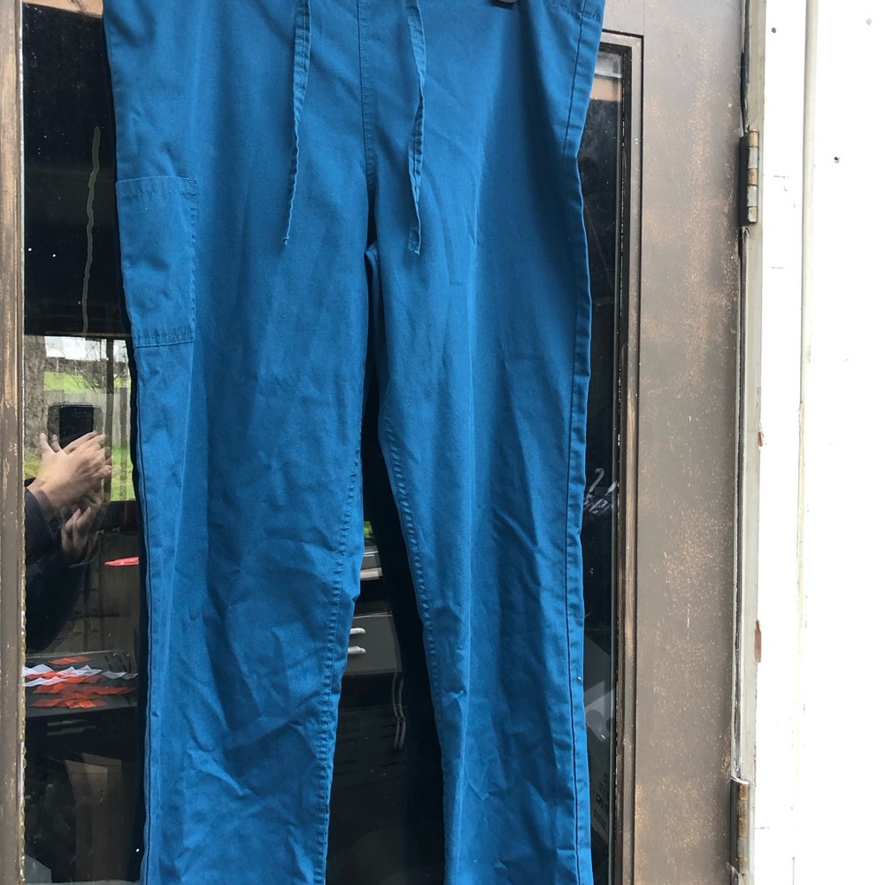 Scrub Zone Teal Blue Tie Waist Scrub Pants Size S